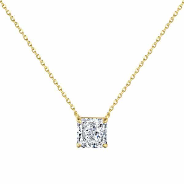 925 Silver Luxury Enclosure 4 Karat Ledean Square White Diamond Clavicle Necklace