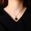 Simple Retro Style Cut Face Red Corundum Women's Pendant