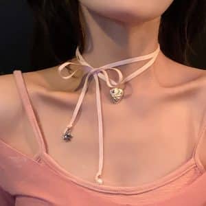 Women's Ribbon Love Pendant Fashion Necklace Clavicle Chain