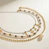 Stainless Steel Freshwater Pearl Tiger Eye Stone Pendant Bead Necklace