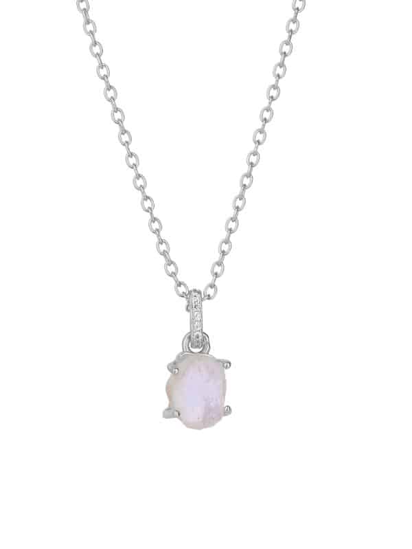 S925 Sterling Silver Moonstone Pendant Necklace Women's Niche Design Fashion All-matching Jewelry