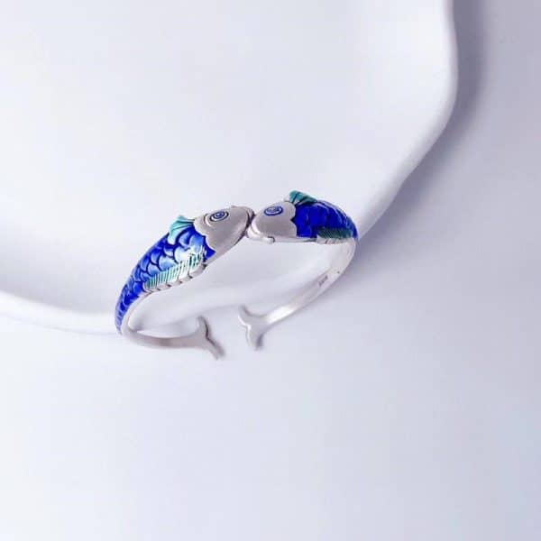 Ethnic Style Epoxy Technology Blue Carp Bracelet