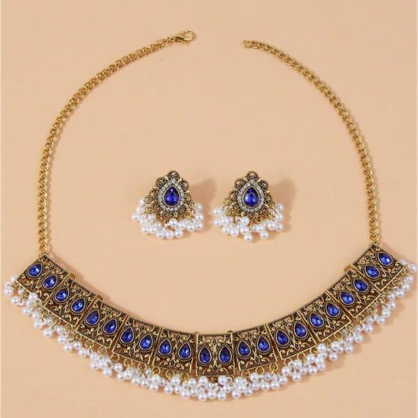 Vintage Peacock Wings Drop Ear Exaggerated Necklace Eardrop Jewelry Suit