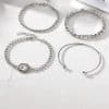 Artistic Retro Versatile Metal Chain Square Diamond 4-piece Set