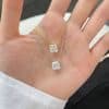 925 Silver Luxury Enclosure 4 Karat Ledean Square White Diamond Clavicle Necklace