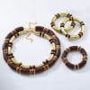 European And American Exaggerated Famous Brand Multi-layer Wooden Necklace, Bracelet Set