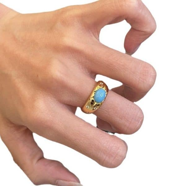 Vintage Court Style Refined And Simple Asterism Turquoise Ring