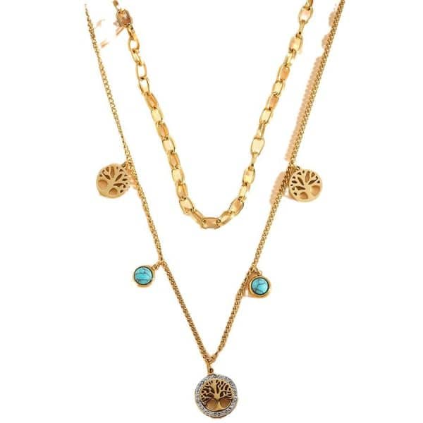 Turquoise Elegant Multi-layer Chain Fashion Stainless Steel Necklace