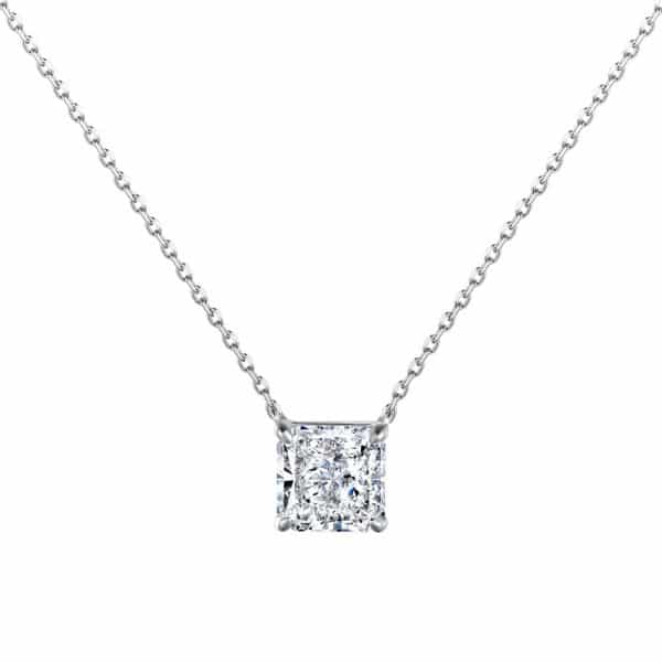 925 Silver Luxury Enclosure 4 Karat Ledean Square White Diamond Clavicle Necklace