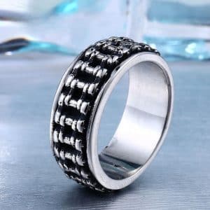 He Retro Biker's Ornament Personality Men's Black Chain Ring