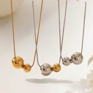 Minimalist Metal Beads Retro Titanium Steel Necklace For Women
