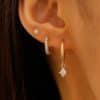 High Sense Inlaid Zircon Fashion Diamond Pendant Ear Ring Ear Clip Ear Studs Ladies Three-piece Set