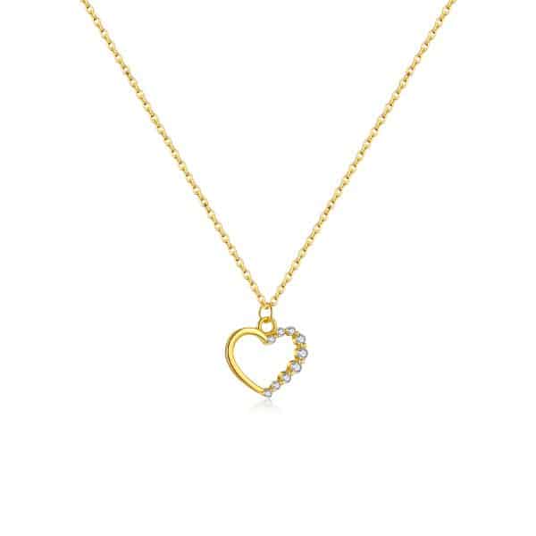 S925 Sterling Silver Hollow Heart Necklace