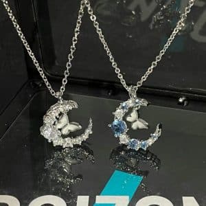 Moon Diamond Butterfly Necklace Light Luxury