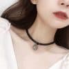 Alloy Black & Rhimestone Square Short Necklace