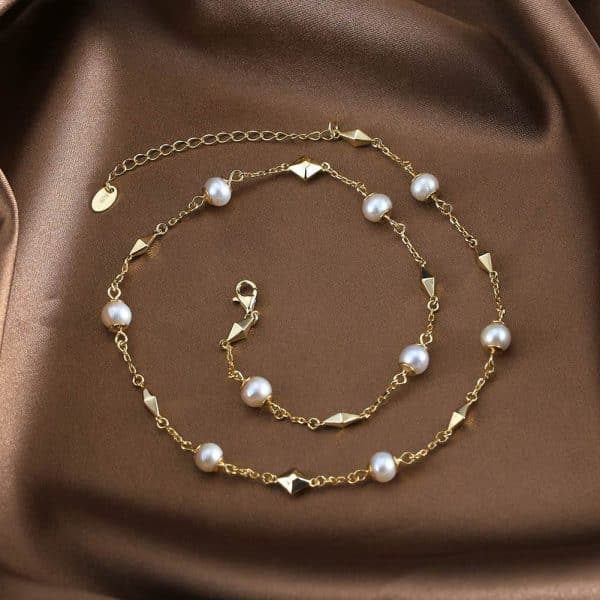 Yunlian Jewelry S925 Sterling Silver Necklace Natural Baroque Pearl Necklace