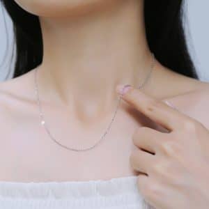 Simple White-plated Gold Universal Silver Single Chain Necklace