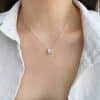 925 Silver Luxury Enclosure 4 Karat Ledean Square White Diamond Clavicle Necklace