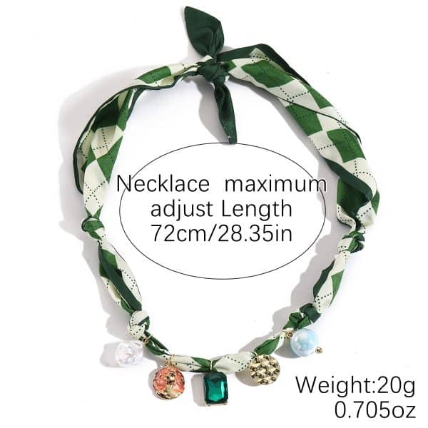 Summer Scarf Necklace Multi-pendant Pearl All-match Light Luxury Silk Scarf Necklace
