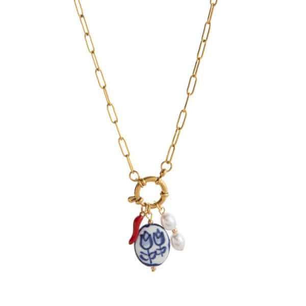 12 Birthstone Pendant Open End Ring Necklace