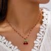 Alloy Red Cherry Necklace Sweet Cute All-match