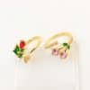 Affordable Luxury Fashion Copper-plated Gold Zircon Leaf Geometric Open Ring For Women