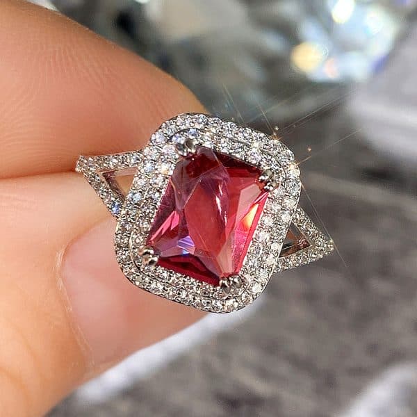 Copper Rhinestone Square Princess Ring