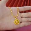 Landscape Middle East Flower Design Gold-plated Necklace Pendant Earring Ring Jewelry Suit