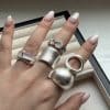 Brass Chalcedony Double-layer Ring High-grade Girl
