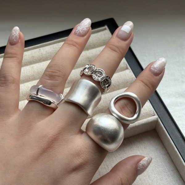 Brass Chalcedony Double-layer Ring High-grade Girl