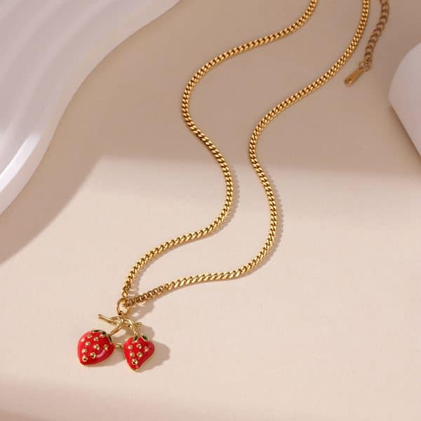 Summer Strawberry Fruit Necklace For Women