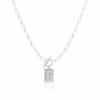 Clip Necklace Stainless Steel Cross Square Pendant Necklace
