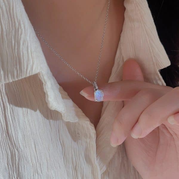 S925 Sterling Silver Moonstone Pendant Necklace Women's Niche Design Fashion All-matching Jewelry