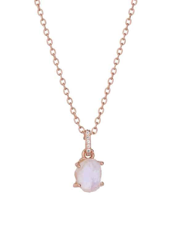 S925 Sterling Silver Moonstone Pendant Necklace Women's Niche Design Fashion All-matching Jewelry