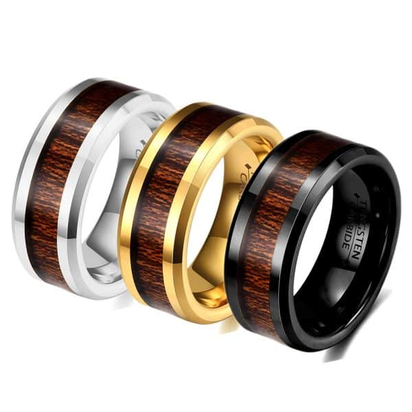 Tungsten Steel Stainless Steel Ring Wood Grain