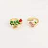 Affordable Luxury Fashion Copper-plated Gold Zircon Leaf Geometric Open Ring For Women