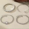 Artistic Retro Versatile Metal Chain Square Diamond 4-piece Set