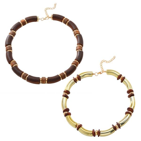 European And American Exaggerated Famous Brand Multi-layer Wooden Necklace, Bracelet Set