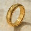 Women's Exaggerated Vertical Stripe Ring Elastic Titanium Steel Bracelet