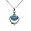 Vintage Pattern Oval Gemstone Pendant Necklace Fashion Special Interest Light Luxury