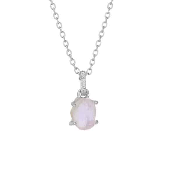 S925 Sterling Silver Moonstone Pendant Necklace Women's Niche Design Fashion All-matching Jewelry