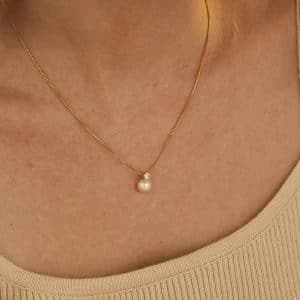 St Delan Simple Pearl Zircon Necklace Women's Stainless Steel