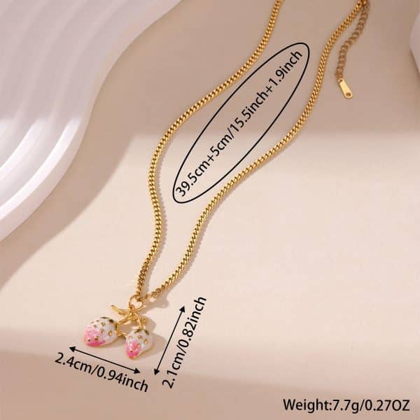 Summer Strawberry Fruit Necklace For Women