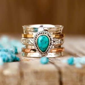 Retro Green Pine Three-color Men's And Women's Rings