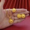 Landscape Middle East Flower Design Gold-plated Necklace Pendant Earring Ring Jewelry Suit
