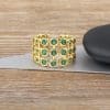 Copper Plating 18K Real Gold Three-layer Exaggerated Green Full Zircon Wide Version