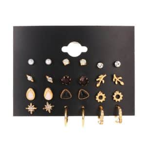 Simple 12-Piece Stud Flower Set Earrings