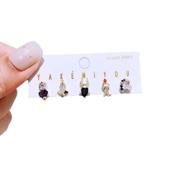 Zircon Earrings 5-piece Set