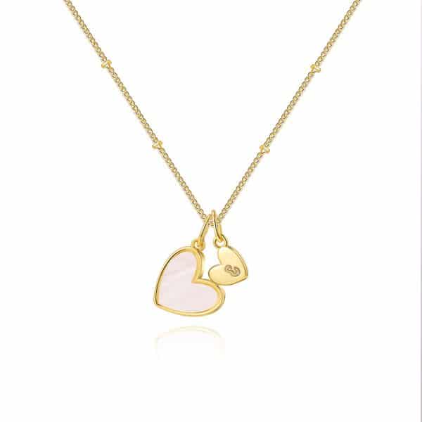 18K Real Gold Plating Letter In White Fritillary Advanced Cold Style Female Clavicle Chain