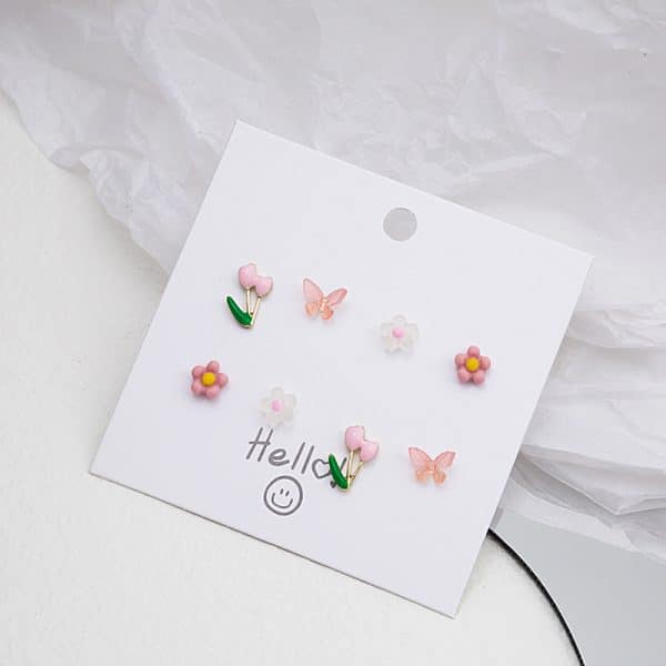 Silver Needle Color Tulip Butterfly Set